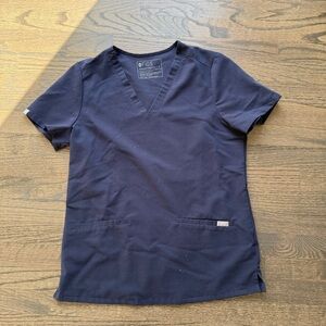 Figs Deep Blue V-Neck Scrub Top